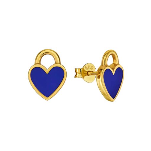 Ohrringe Hollywood Lapis 925 Sterling Silber goldplattiert